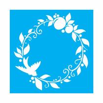 Stencil Tamako Corroa Folhas Pássaro - 30X30Cm - Ref 9504 Stencil Tamako Corroa Folhas Pássaro - 30X30Cm - Ref 9504