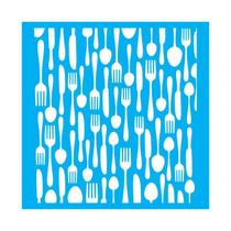 Stencil Tamako Estampa Talheres - 30X30Cm - Ref 9612 Stencil Tamako Estampa Talheres - 30X30Cm - Ref 9612