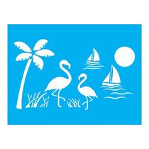 Stencil Tamako Flamingos - 15X20Cm - Ref A2398 Stencil Tamako Flamingos - 15X20Cm - Ref A2398