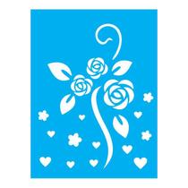 Stencil Tamako Floral Corações - 15X20Cm - Ref 832