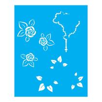 Stencil Tamako Floral Terço - 20X25Cm - Ref 9415 Stencil Tamako Floral Terço - 20X25Cm - Ref 9415