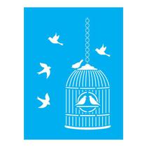 Stencil Tamako Gaiola Pássaros - 15X20 - Ref A3004 Stencil Tamako Gaiola Pássaros - 15X20 - Ref A3004