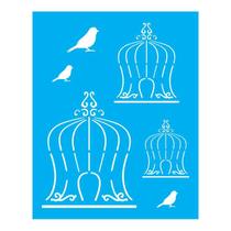 Stencil Tamako Gaiolas Pássaros - 20X25Cm - Ref 1049 Stencil Tamako Gaiolas Pássaros - 20X25Cm - Ref 1049