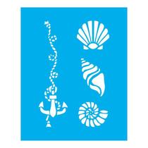 Stencil Tamako Mar Conchas Âncora - 20X25Cm - Ref 9339