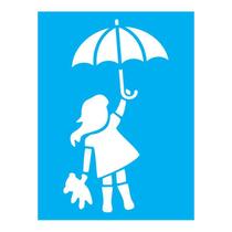 Stencil Tamako Menina Guarda-Chuva - 15X20Cm - Ref 882