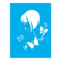 Stencil Tamako Mulher Borboleta - 15X20Cm - Ref 8819