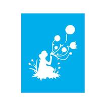 Stencil Tamako Mulher E Balões - 20X25Cm - Ref 9412