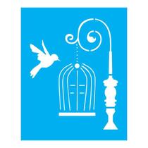 Stencil Tamako Pássaro - 20X25Cm - Ref B707 Stencil Tamako Pássaro - 20X25Cm - Ref B707