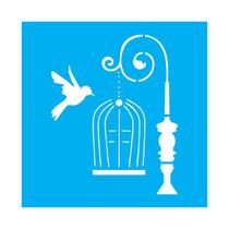 Stencil Tamako Pássaro - 30X30Cm - Ref D188