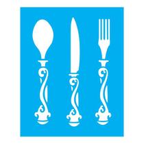 Stencil Tamako Talheres - 20X25Cm - Ref 328 Stencil Tamako Talheres - 20X25Cm - Ref 328