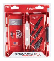 Step Bit Set Milwaukee SHOCKWAVE em aço de alta velocidade, 3 peças