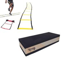 Step De Madeira 60 X 30 X 14 + Escadinha Agilidade - Strongfit