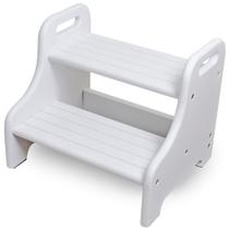 Step Stool Demigo Wooden Acacia para crianças 300 kg de carga branca