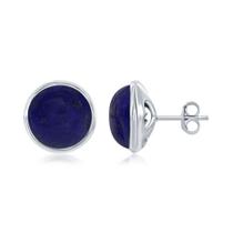 Sterling Prata Azul Lapis Bezel Set Stud Brincos