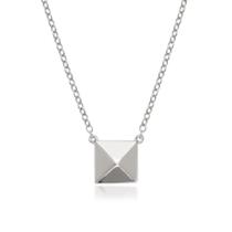 Sterling prata pirâmide estilo colar quadrado