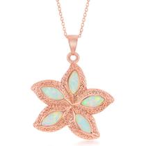 Sterling Prata Rosa GP Branco Inlay Opala Starfish Pingente