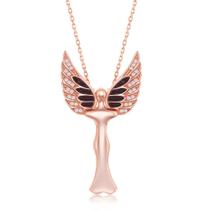 Sterling Prata Rosa GP CZ Angel Movable Wings Pingente