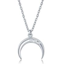 Sterling Silver Diamond Italian Horn Colar