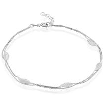 Sterling Silver Double Strand com Folhas Tornozeleira