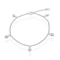 Sterling Silver Encantos Suspensos CZ Pulseira