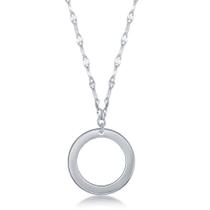 Sterling Silver Open Circle Flat Colar Brilhante