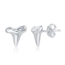 Sterling Silver Shark Tooth Stud Brincos