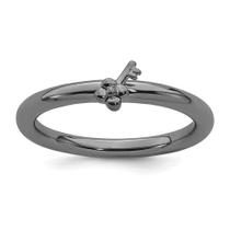 Sterling Silver Stackable Expressions Anel de Chaves Banhado a Preto