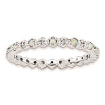 Sterling Silver Stackable Expressions Created Opal & Diamond