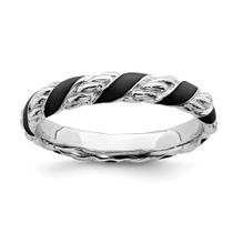 Sterling Silver Stackable Expressions Enamele Preto Polido