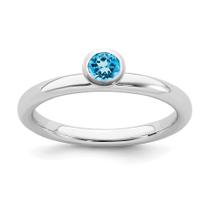 Sterling Silver Stackable Expressions High 4mm Round Blue Para
