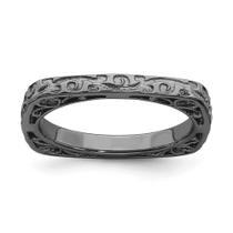 Sterling Silver Stackable Expressions Polido Banhado a Preto