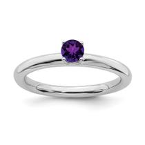 Sterling Silver Stackable Expressions Rhodium Amethyst Ring