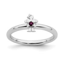 Sterling Silver Stackable Expressions Rhodium Rhodolite Garn