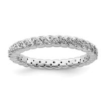 Sterling Silver Stackable Expressões Anel de diamante polido