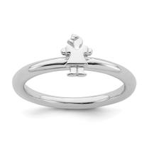 Sterling Silver Stackable Expressões Rhodium Girl Ring - Stackable Expressions