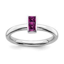 Sterling Silver Stackable Expressões Rhodolite Garnet Ring