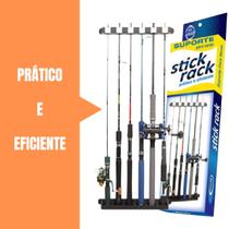 Stick Rack Suporte de Parede Para 6 Varas Expositor Preto Stick Rack Suporte de Parede Para 6 Varas Expositor Preto