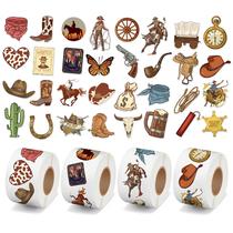 Sticker Rolls CNHoqc Western Cowboy 2000 unidades de vinil impermeável