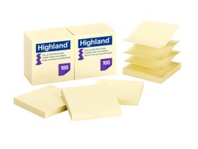 Sticky Notes Highland Pop-up 7,6 x 7,6 cm, amarelo, pacote com 12