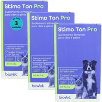 Stimo Ton Pro 125Ml Para Cães E Gatos Biovet Kit Com 3