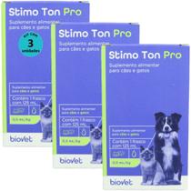 Stimo Ton Pro 125ml Para Cães e Gatos Biovet Kit Com 3