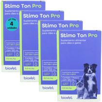 Stimo Ton Pro 125ml Para Cães e Gatos Biovet Kit Com 4