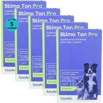 Stimo Ton Pro 125ml Para Cães e Gatos Biovet Kit Com 5