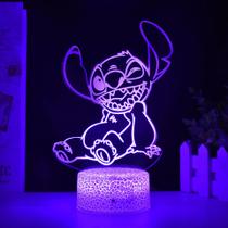 Stitch 3D Night Light Com Controle Remoto E Toque Inteligente Lâmpada De Decoração De Quarto Para