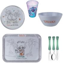 STITCH conjunto de bandeja , prato, bowl, talheres e copo