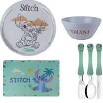 STITCH conjunto de Jogo americano, prato, vasilha e talheres