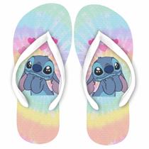 Stitch e Lilo Chinelo Tie dye candy color. Presente feminino adulto e infantil Stich baby