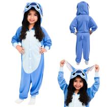 Stitch Kigurumi Macacão Pijama Roupa Fantasia Cosplay Verão Infantil Oficial Disney