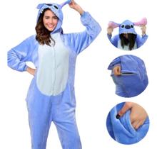 Stitch Kigurumi Macacão Pijama Toque aveludado Macio Tam P Stitch Kigurumi Macacão Pijama Toque aveludado Macio Tam P