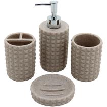 Stone jg banheiro resina bege 4pç Stone jg banheiro resina bege 4pç